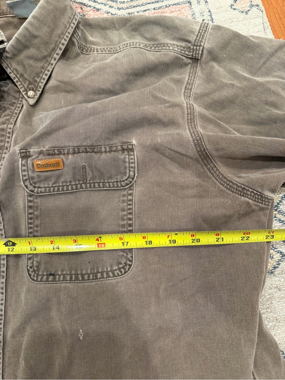 Carhartt Men's Washed Brown Button-Down Work Shirt - Picture 10 of 13